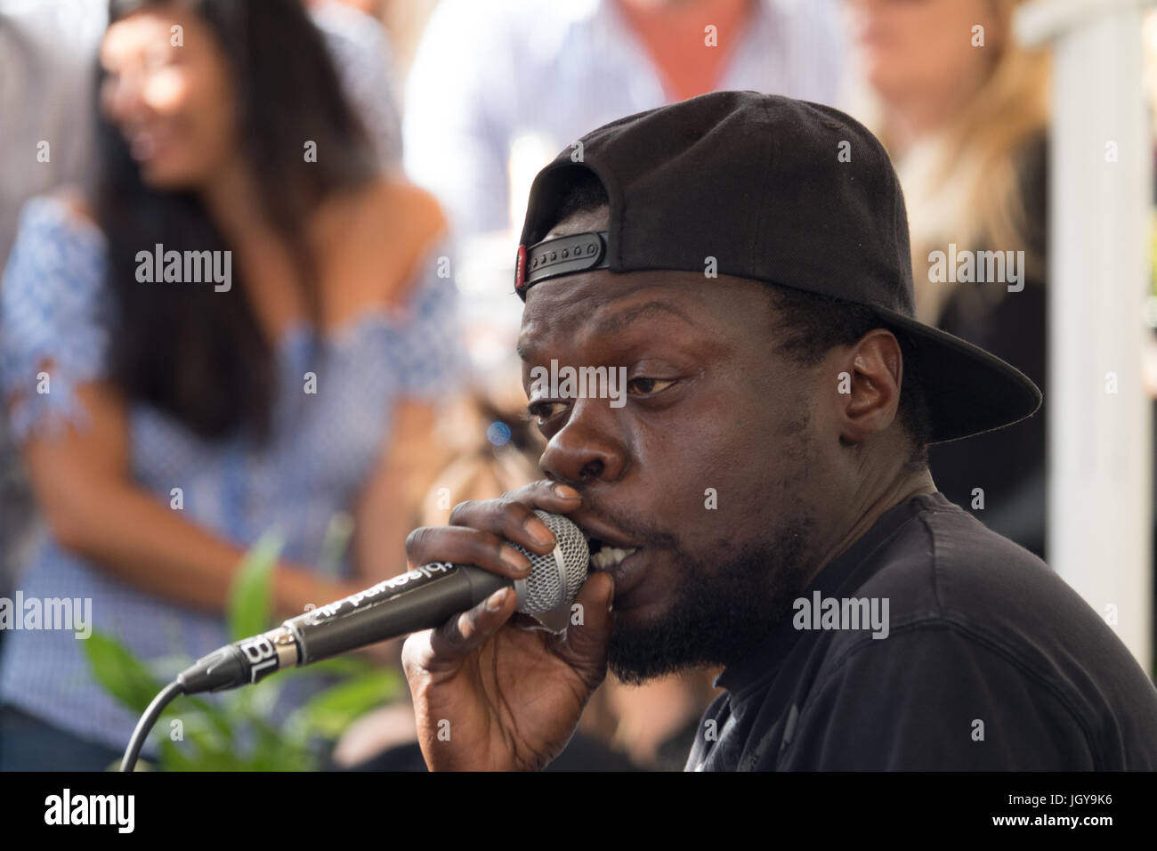 Danish rapper Al Agami, open air concert, Playa Cava Bar, Copenhagen, Denmark Stock Photo