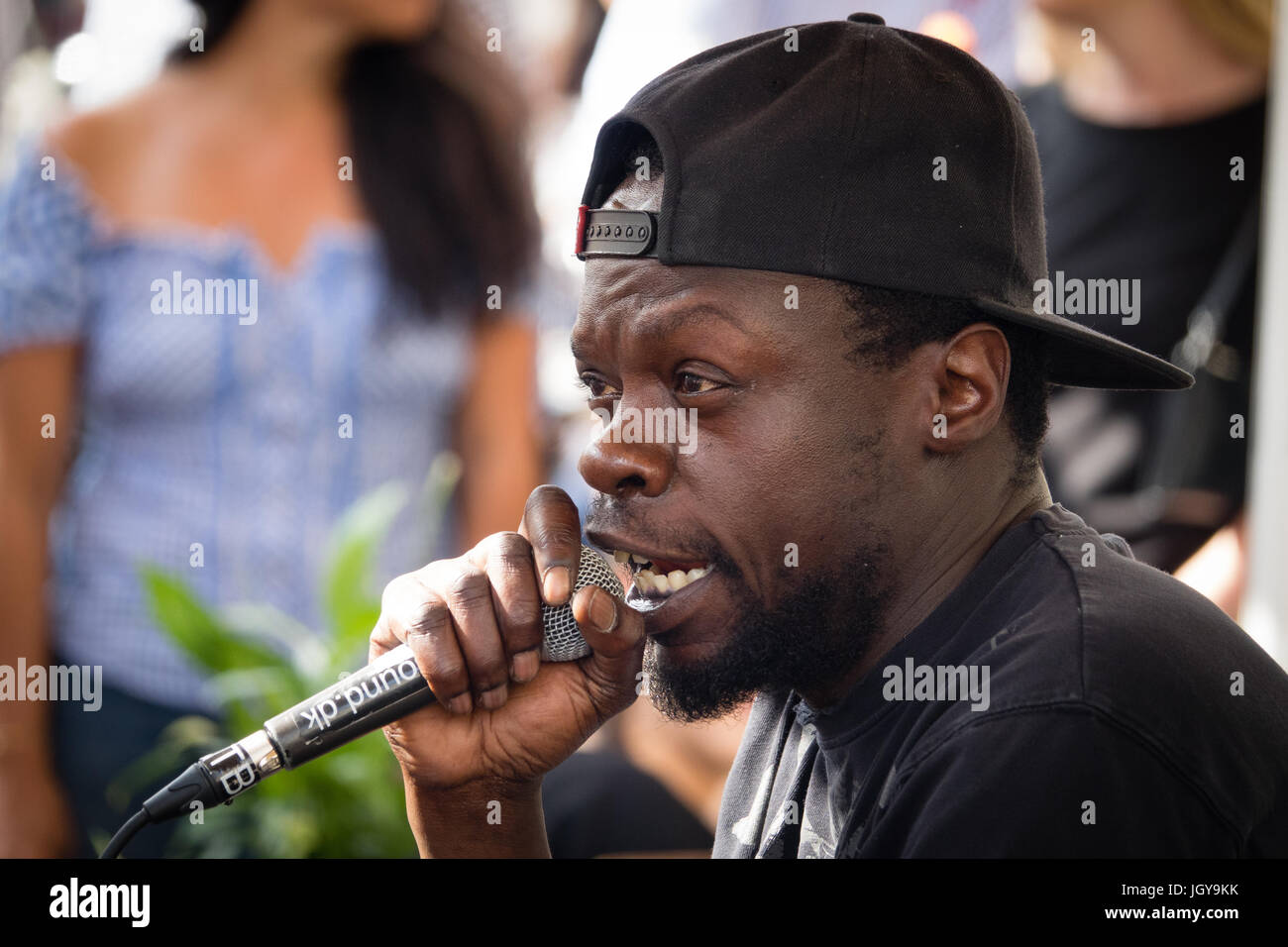 Danish rapper Al Agami, open air concert, Playa Cava Bar, Copenhagen, Denmark Stock Photo