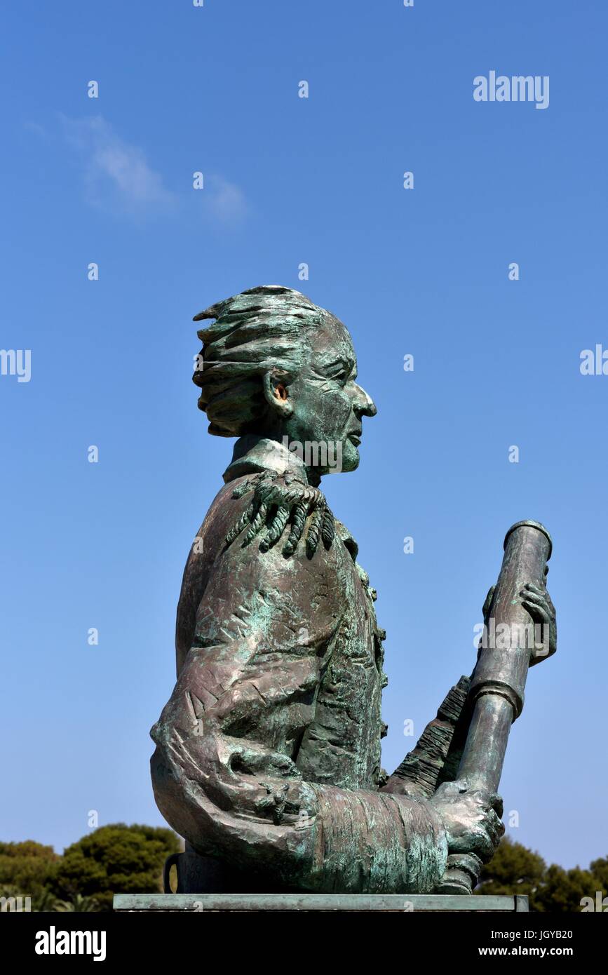 Statue of David Glasgow Farragut US admiral. Menorca Minorca Stock Photo