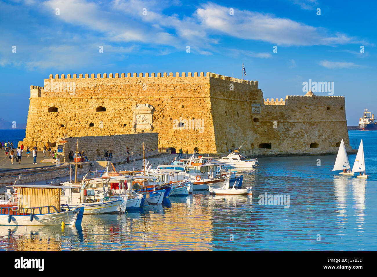 Venetian Harbour, Heraklion, Crete Island, Greece Stock Photo