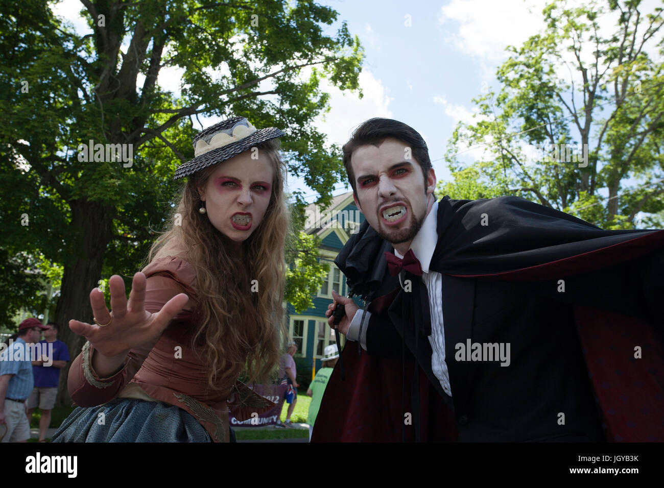 Williamstown Theater Festival actors ham it up during the 4th of July parade. Stock Photo