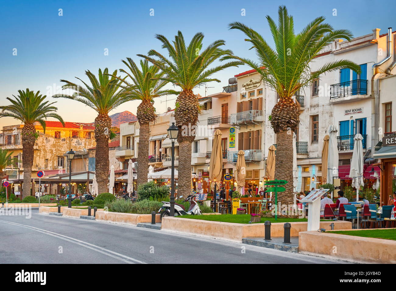 Old town promenade, Rethymno, Crete Island, Greece Stock Photo