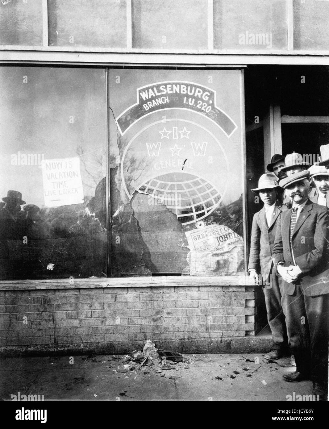 Industrial Workers of the World Walsenburg IWW Hall, postraid, Walsenburg, Colorado, January