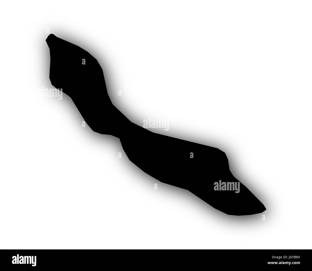 Map of Curacao with shadow Stock Photo