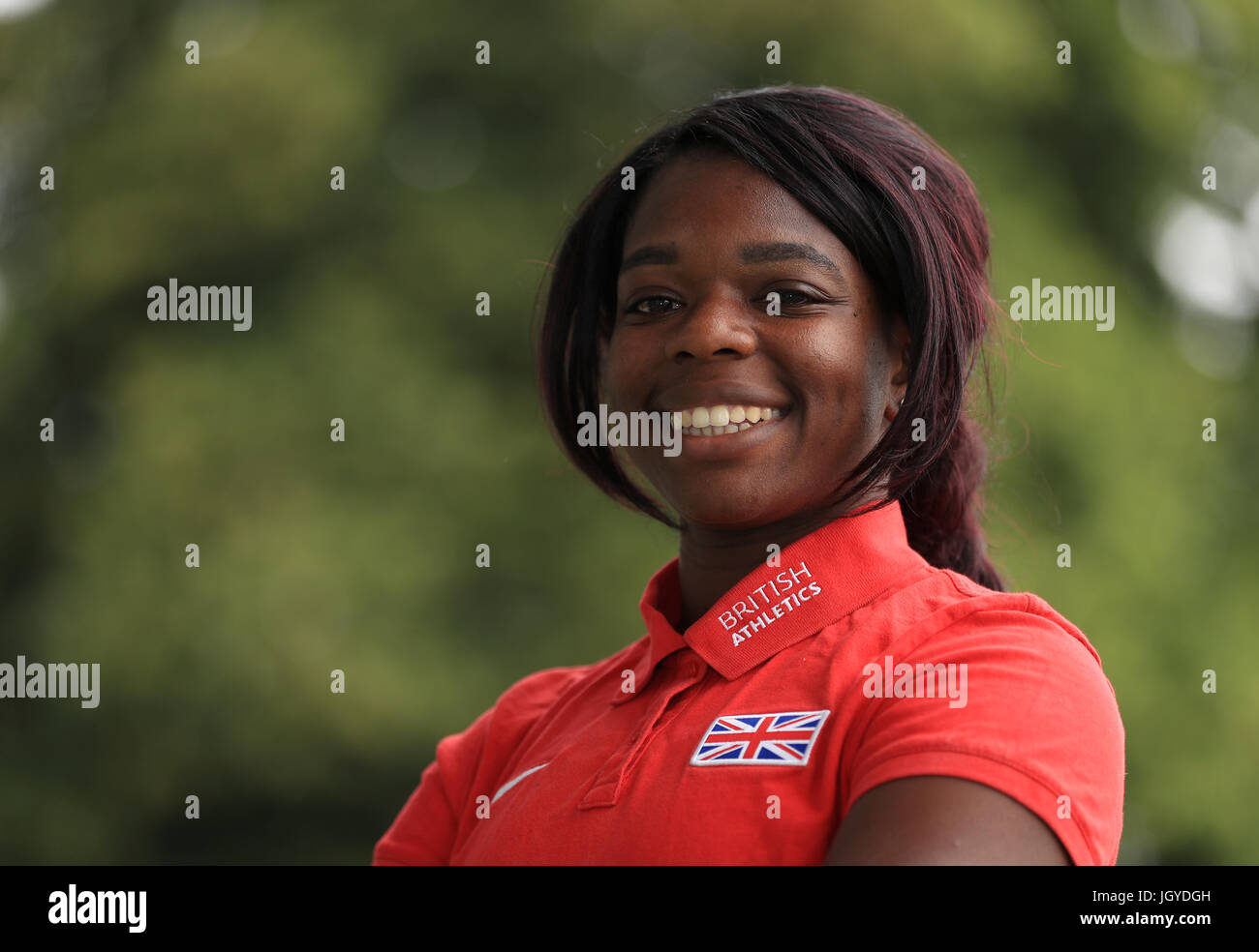 Sprinter Asha Philip during the team announcement ahead of the IAAF World Championships, at the Loughborough University High Performance Centre. Stock Photo