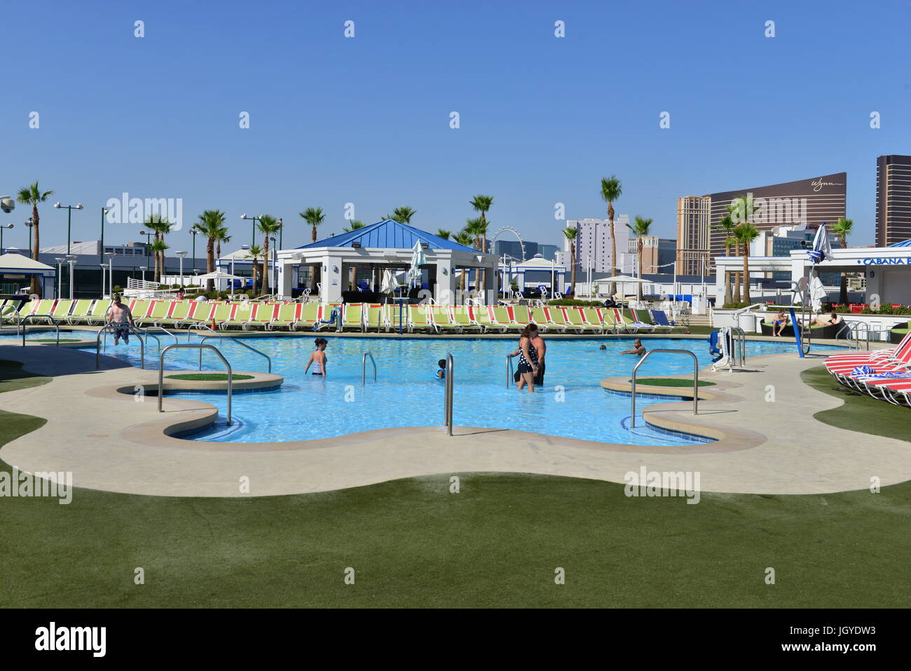 The pool at a Las Vegas hotel early in the morning Stock Photo