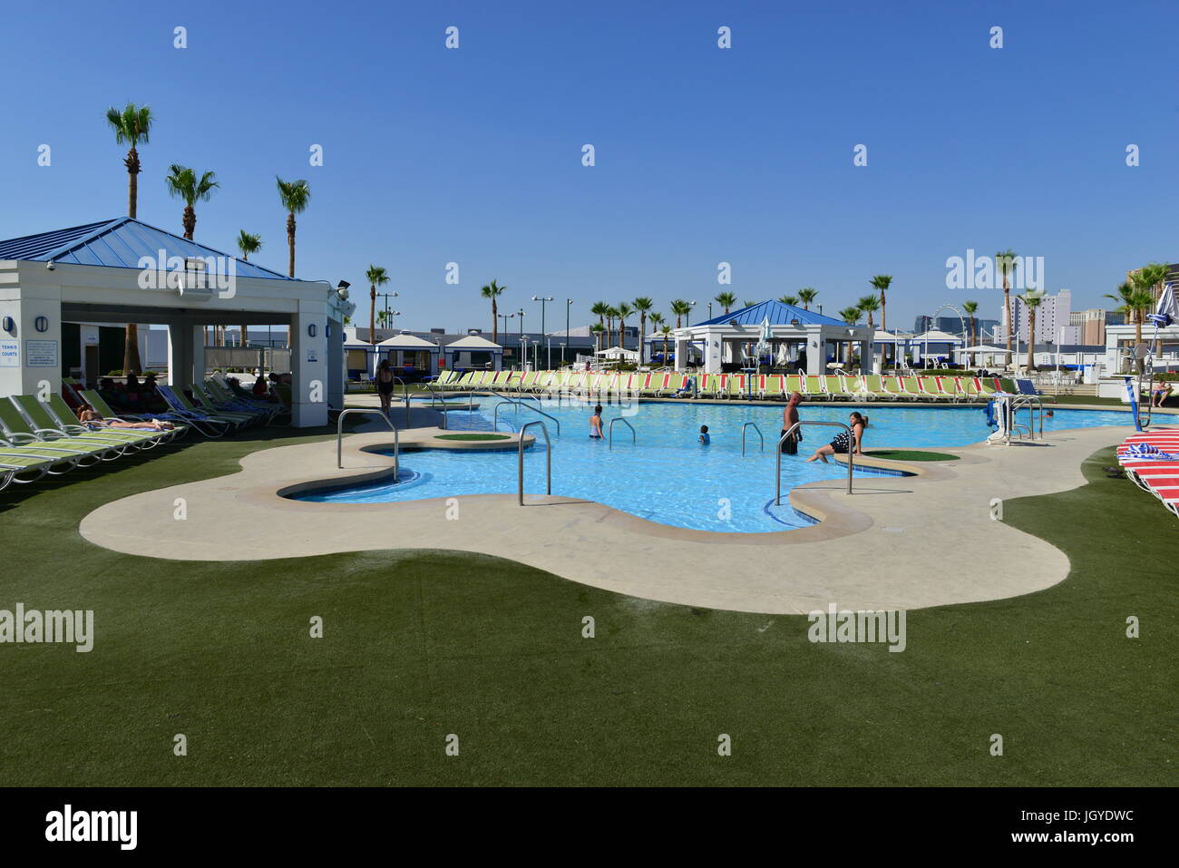The pool at a Las Vegas hotel early in the morning Stock Photo