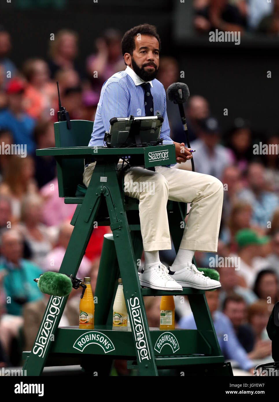 Umpire Kader Nouni on day eight of the Wimbledon Championships at The All  England Lawn tennis and Croquet Club, Wimbledon. PRESS ASSOCIATION Photo.  Picture date: Tuesday July 11, 2017. See PA story