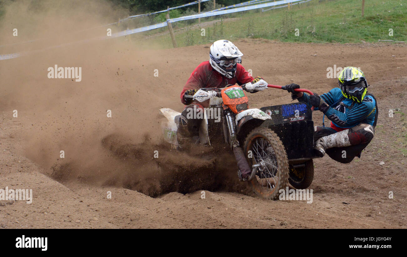 John Rutherford and James Cuff of Bristol competing in the sidecar