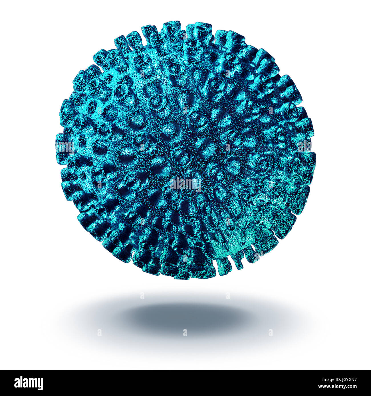 Hepatitis virus cell disease concept as a three dimensional illustration of a human illness pathogen as a medical symbol for a viral infection. Stock Photo