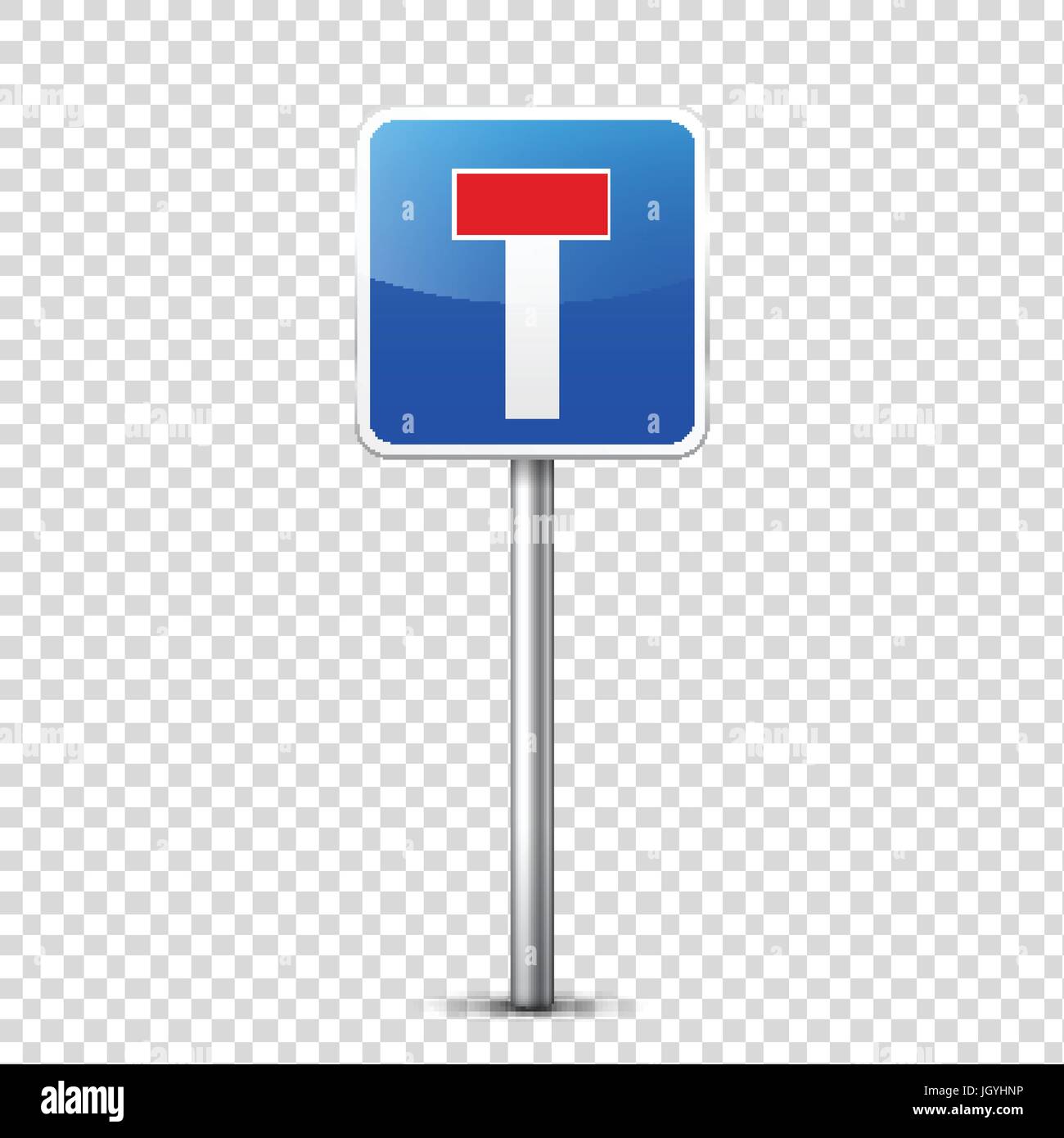 Traffic signs asphalt car blue Stock Vector Images - Alamy