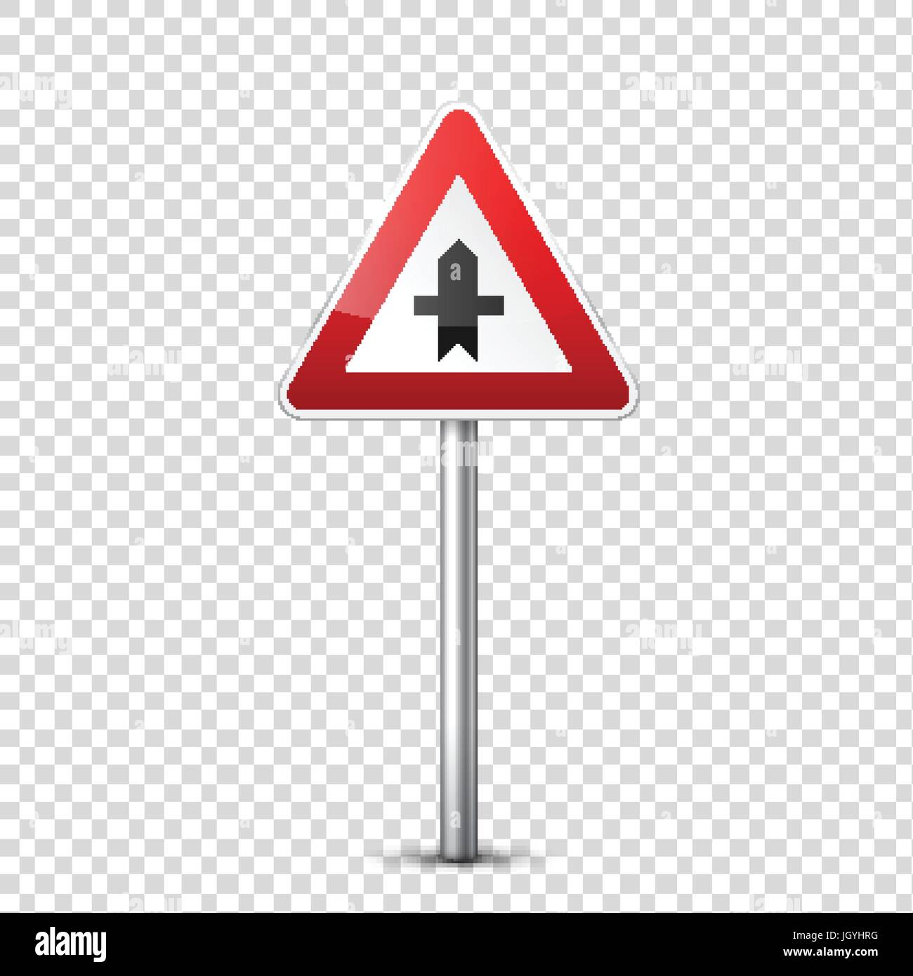 Road red signs collection isolated on transparent background. Road