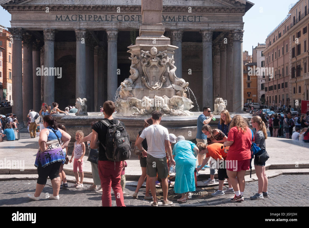 Rome Italy, 2017- Tourists arounf Pantheon Stock Photo