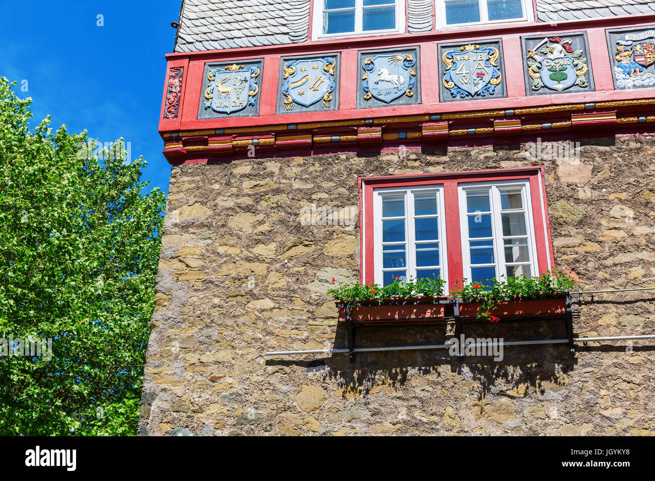 detail of the historical city hall of Herborn, Germany Stock Photo