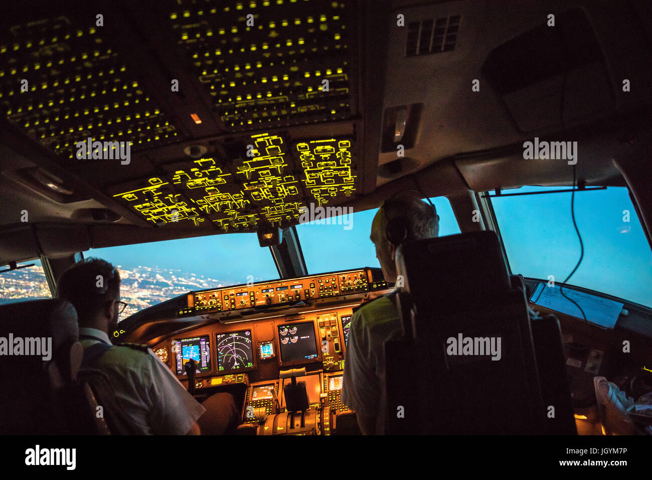 Two Pilots Departing out of Dallas Fort Worth Airport. Crew resource management taking place