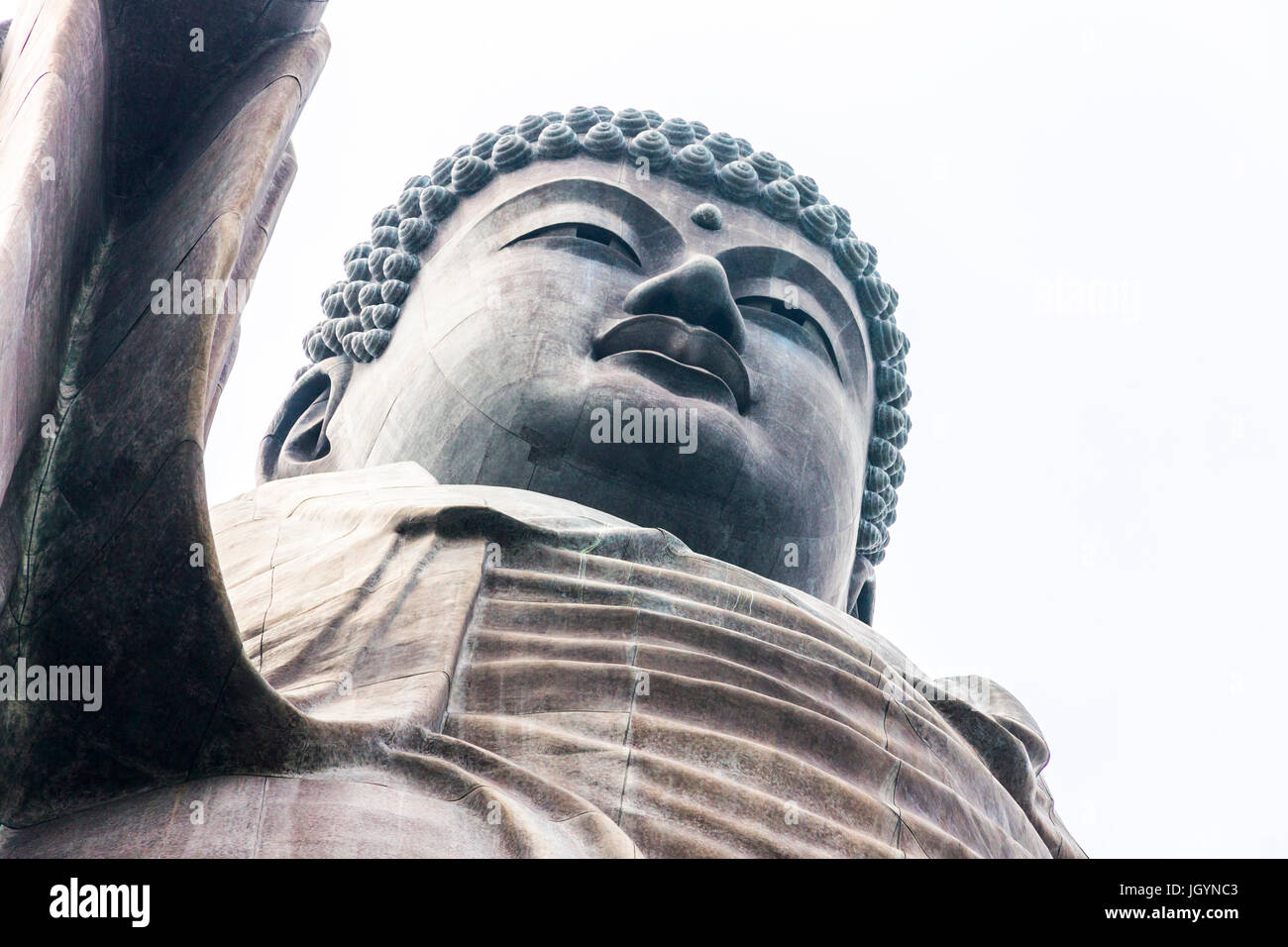 Closeup view of the Great Buddha of Ushiku, Japan. One of the tallest