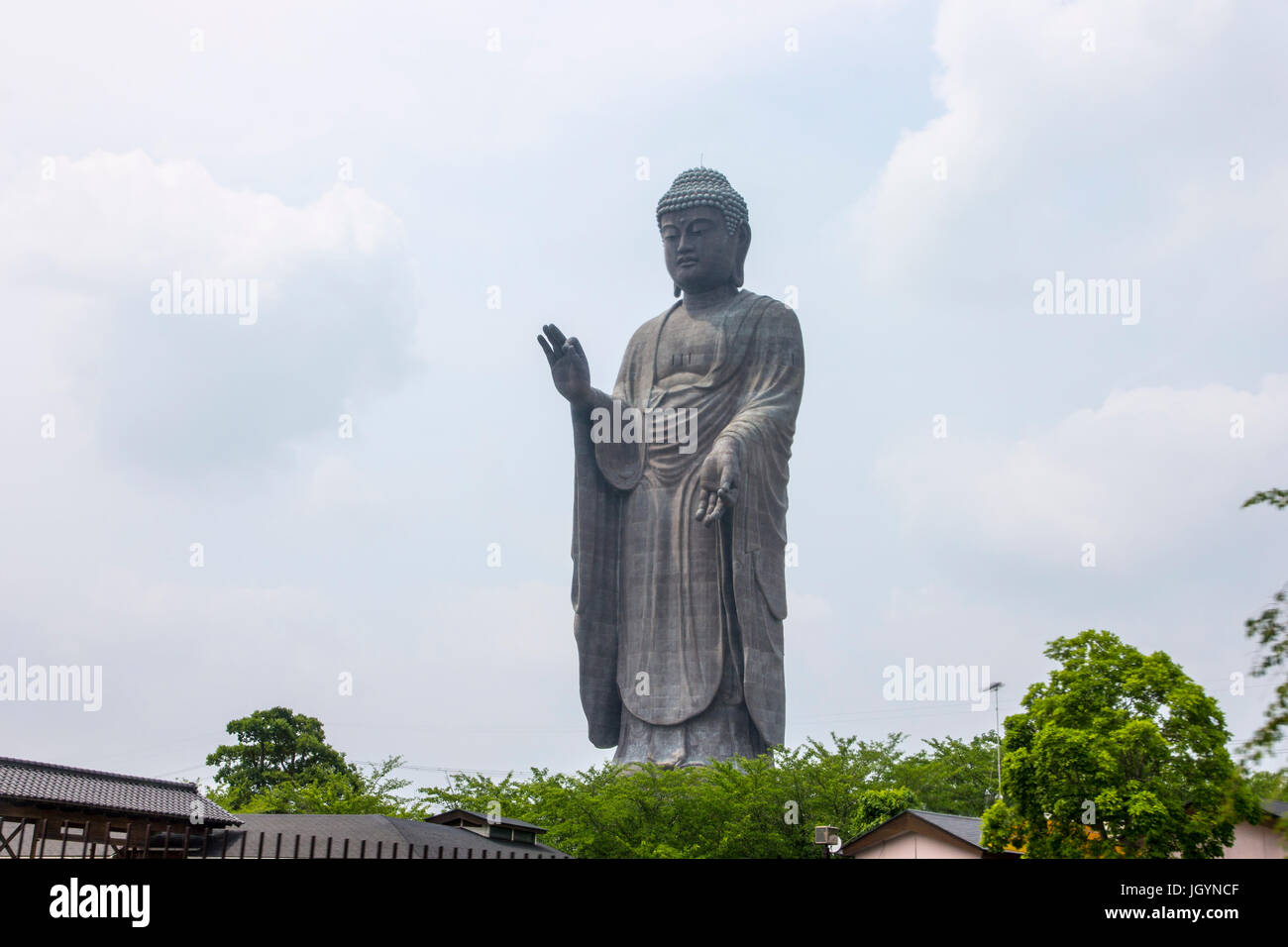 Full view of the Great Buddha of Ushiku, Japan. One of the tallest