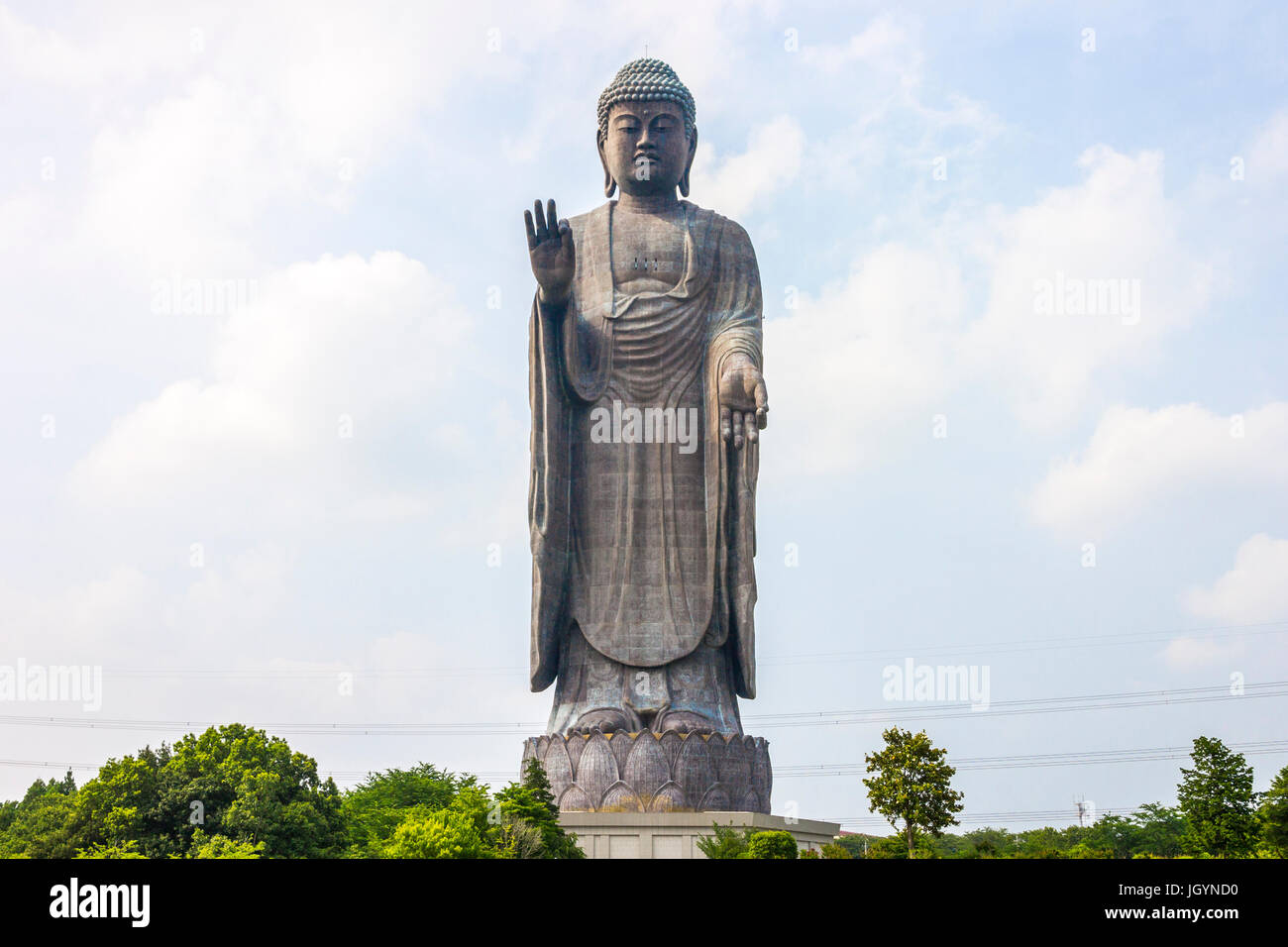 Full view of the Great Buddha of Ushiku, Japan. One of the tallest