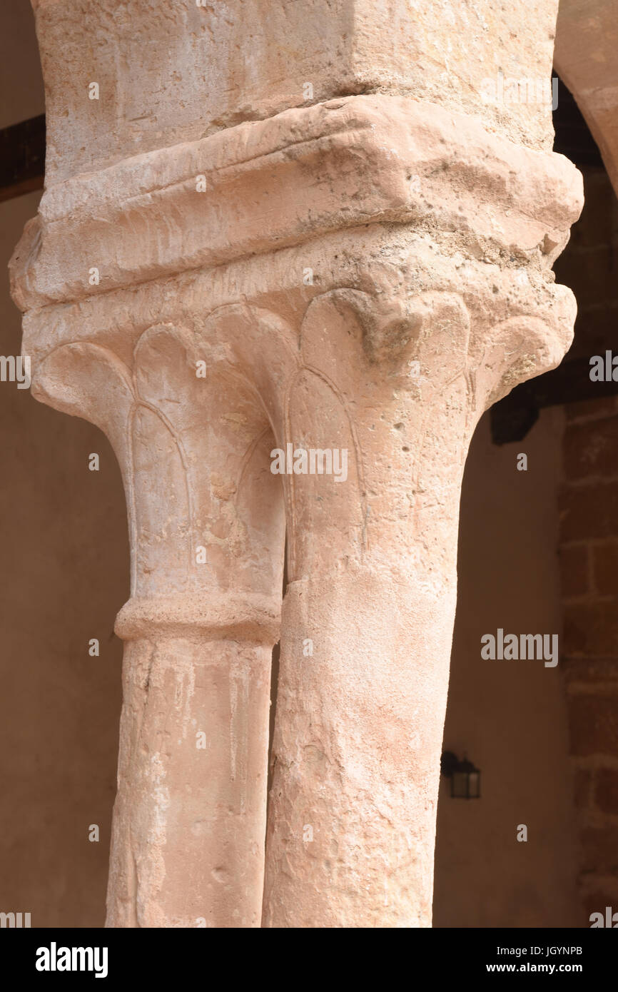 Chapiter of romanesque of church San Salvador de Carabias; Siguenza; Guadalajara province; Castilla-La Mancha; Spain; Stock Photo