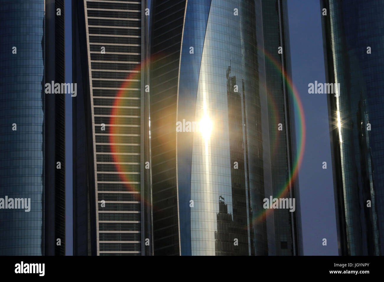Etihad Towers building complex. Jumeirah. 2007-2011. Emirate of Abu Dhabi. Stock Photo