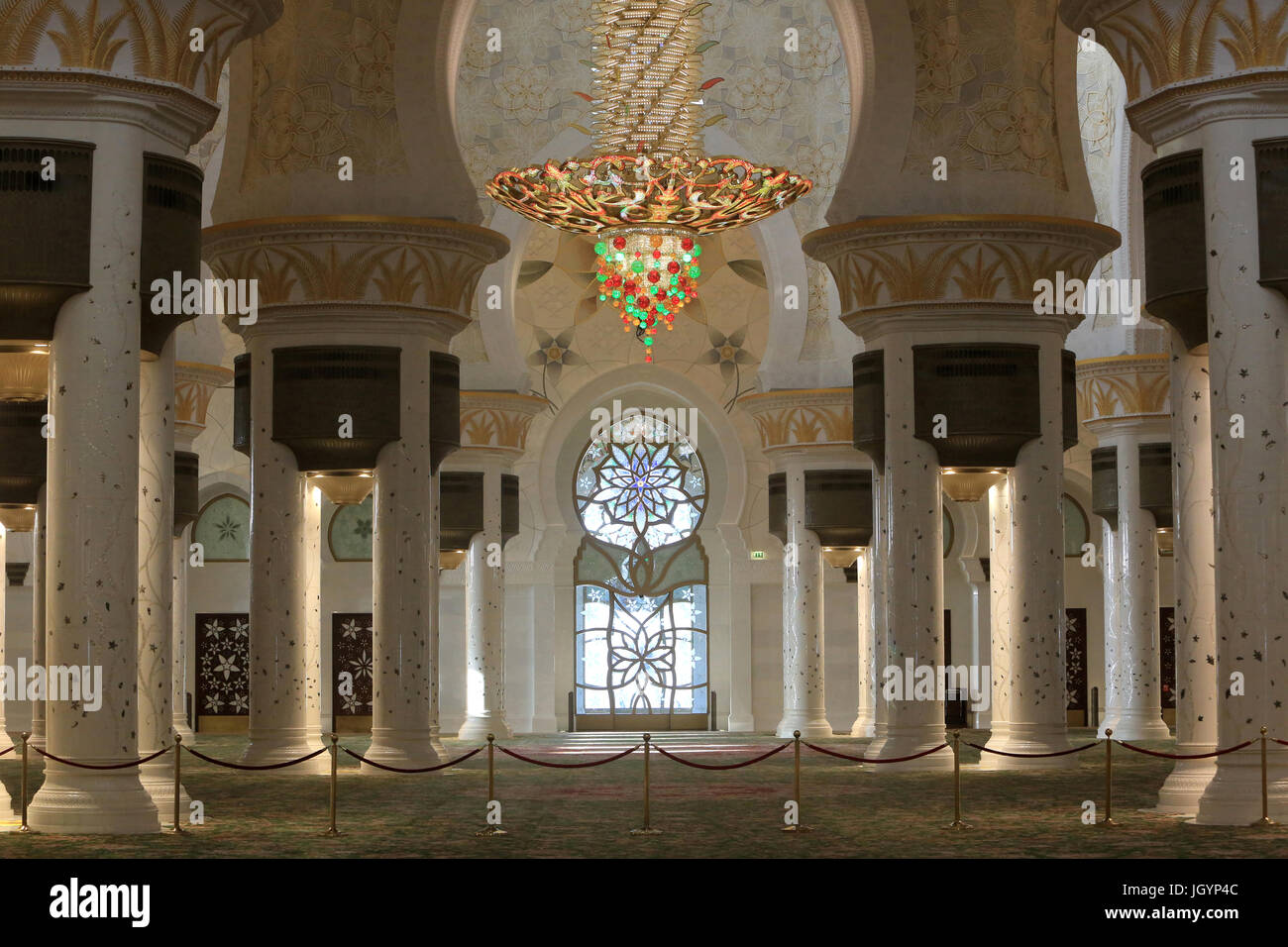 Prayer room. Sheikh Zayed Mosque. 1995. Emirate of Abu Dhabi. Stock Photo