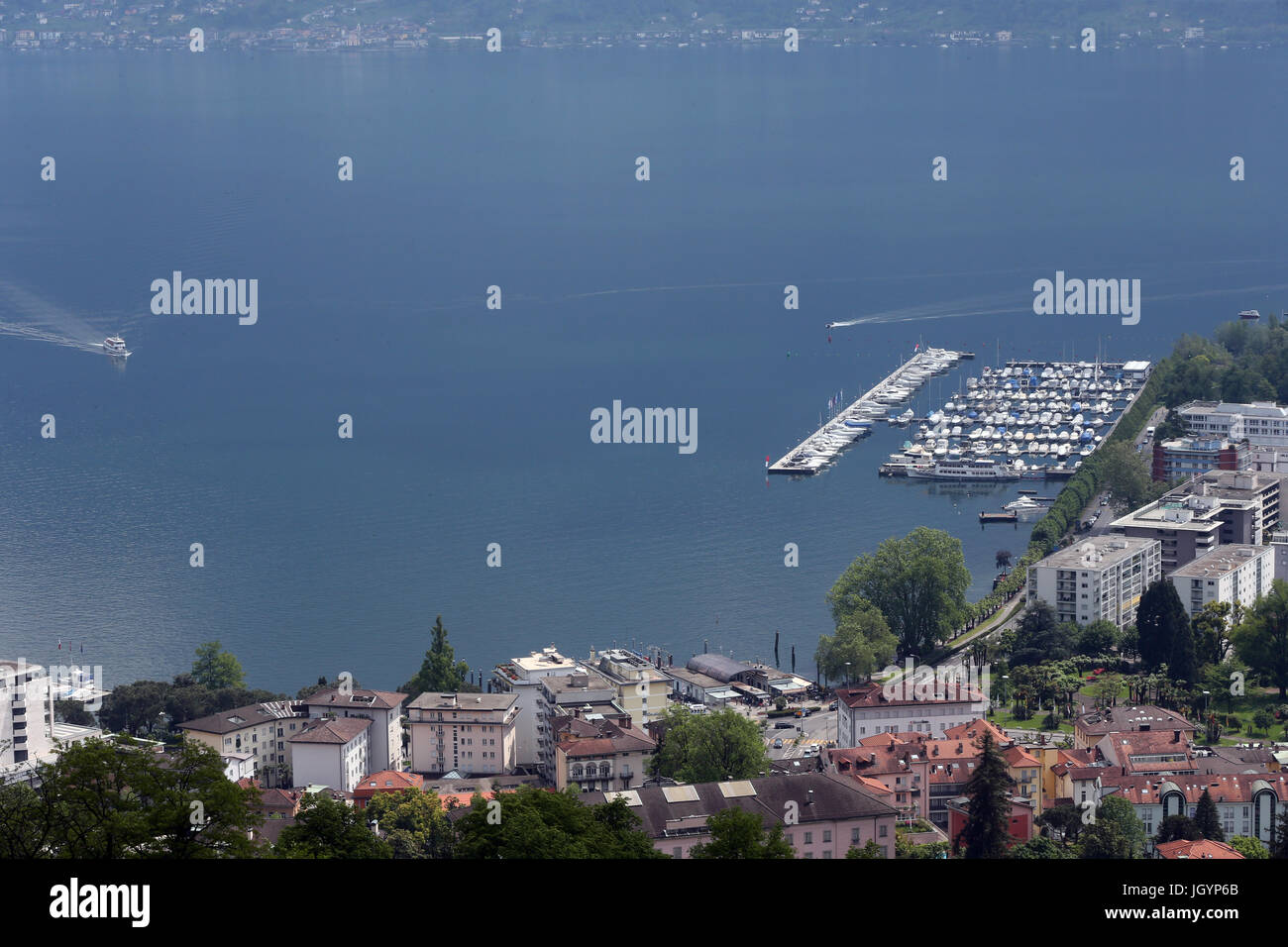 Locarno on Lake Maggiore. Harbour.  Switzerland. Stock Photo