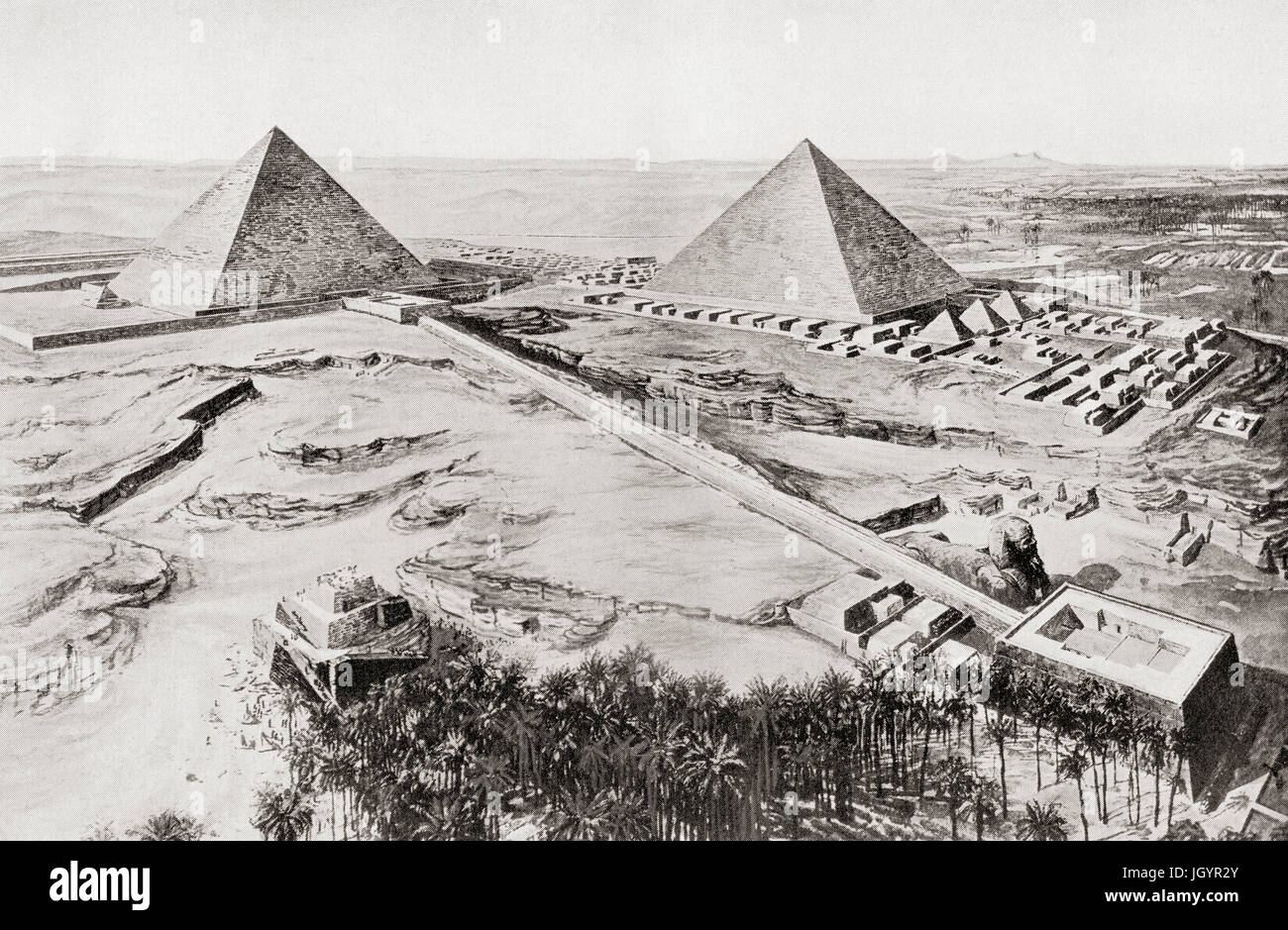 The pyramids at Giza, Egypt.  From Hutchinson's History of the Nations, published 1915. Stock Photo