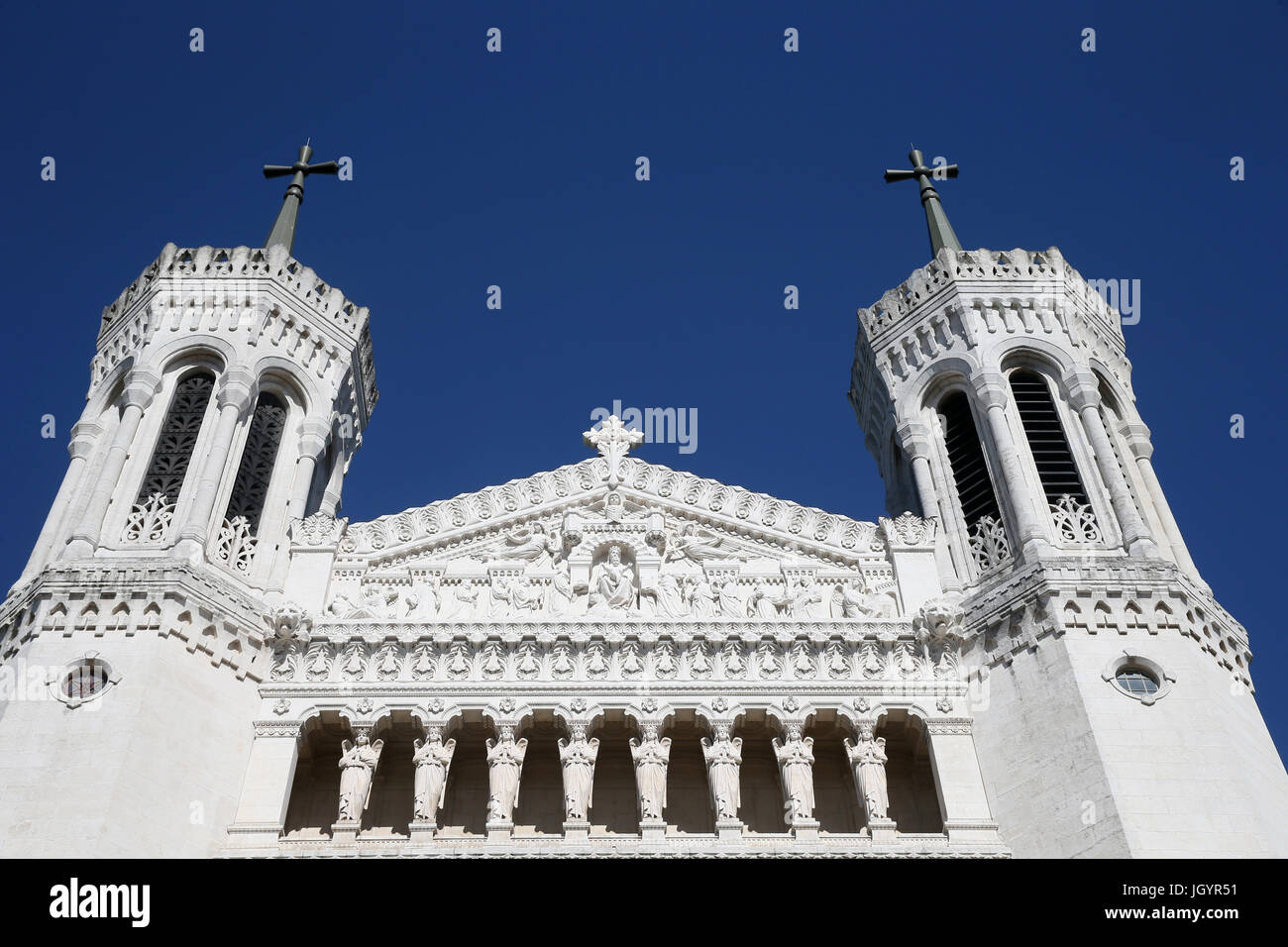Notre Dame de Fourviere Basilica. Lyon. France. Stock Photo