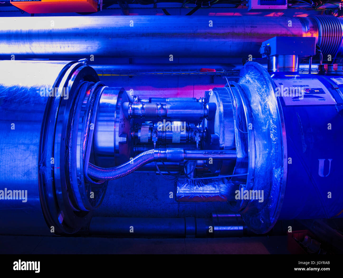 Open tube of the Large Hadron Collider Stock Photo