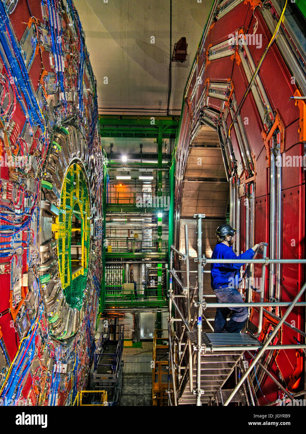 CMS detector of Large Hadron Collider at CERN Stock Photo