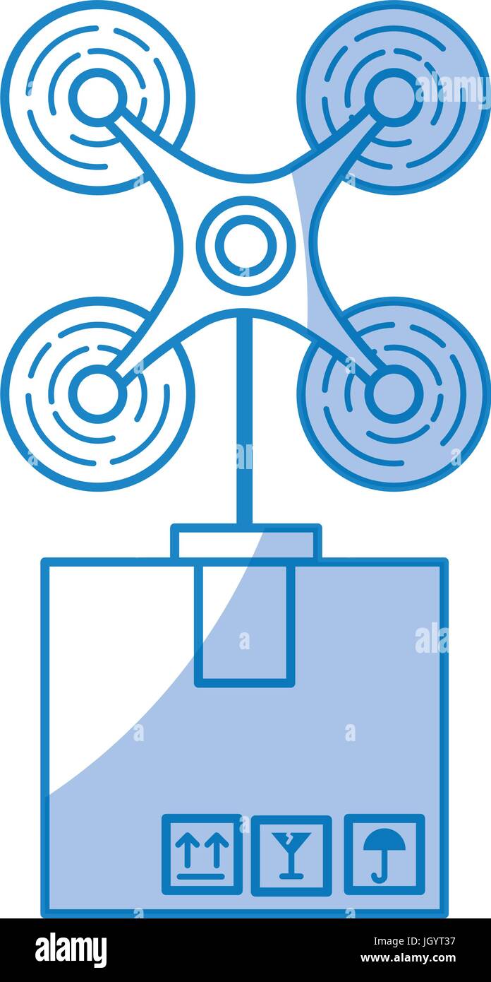 drone flying technology with box carton Stock Vector Image & Art - Alamy