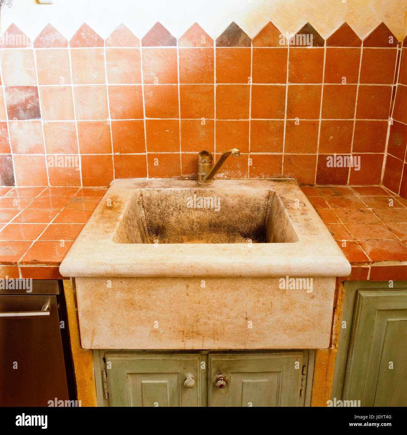 Distressed kitchen sink Stock Photo Alamy
