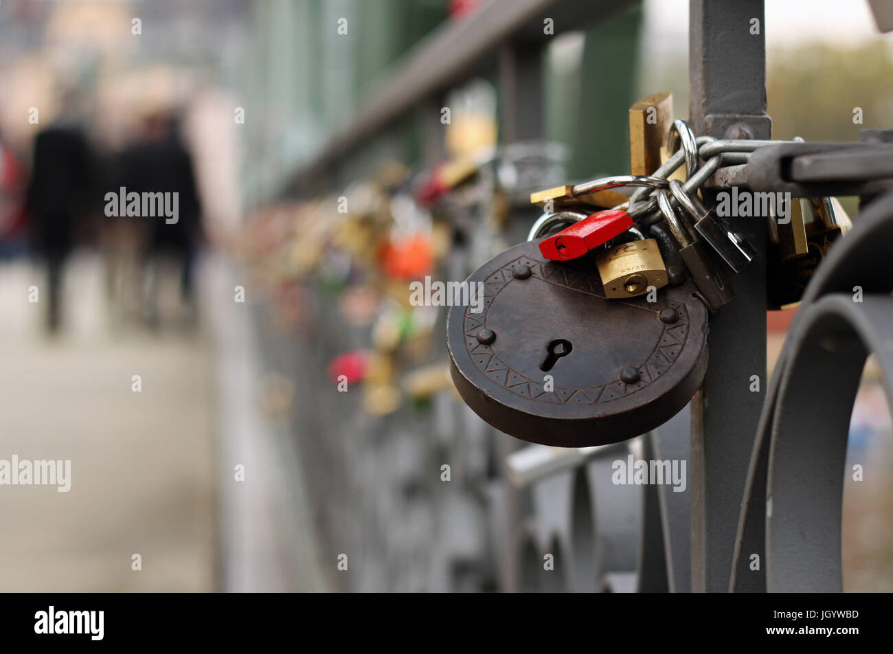Love lock on bridge in Cologne, Germany Stock Photo - Alamy