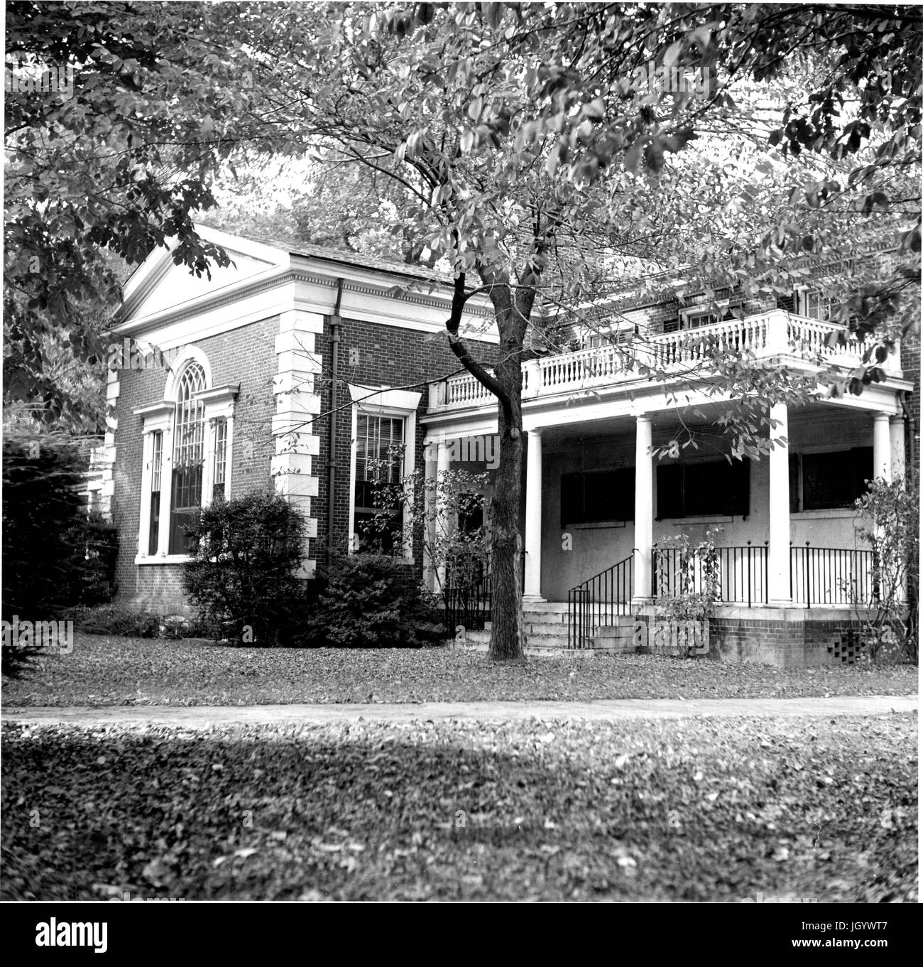 Exterior (looking northwest) of the Johns Hopkins Club, featuring a large porch, 1930. Stock Photo