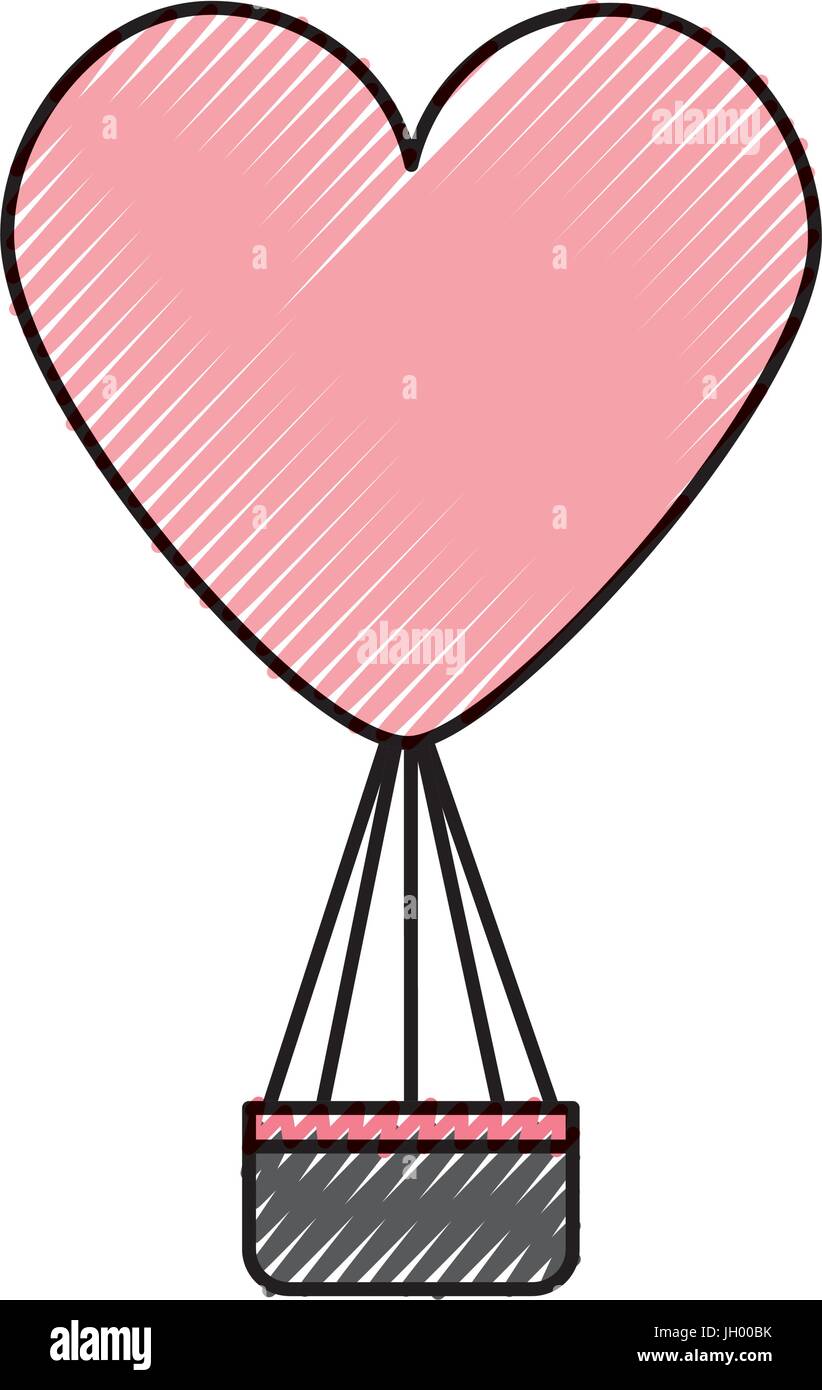 Balloon air hot with heart shape Stock Vector Image & Art - Alamy