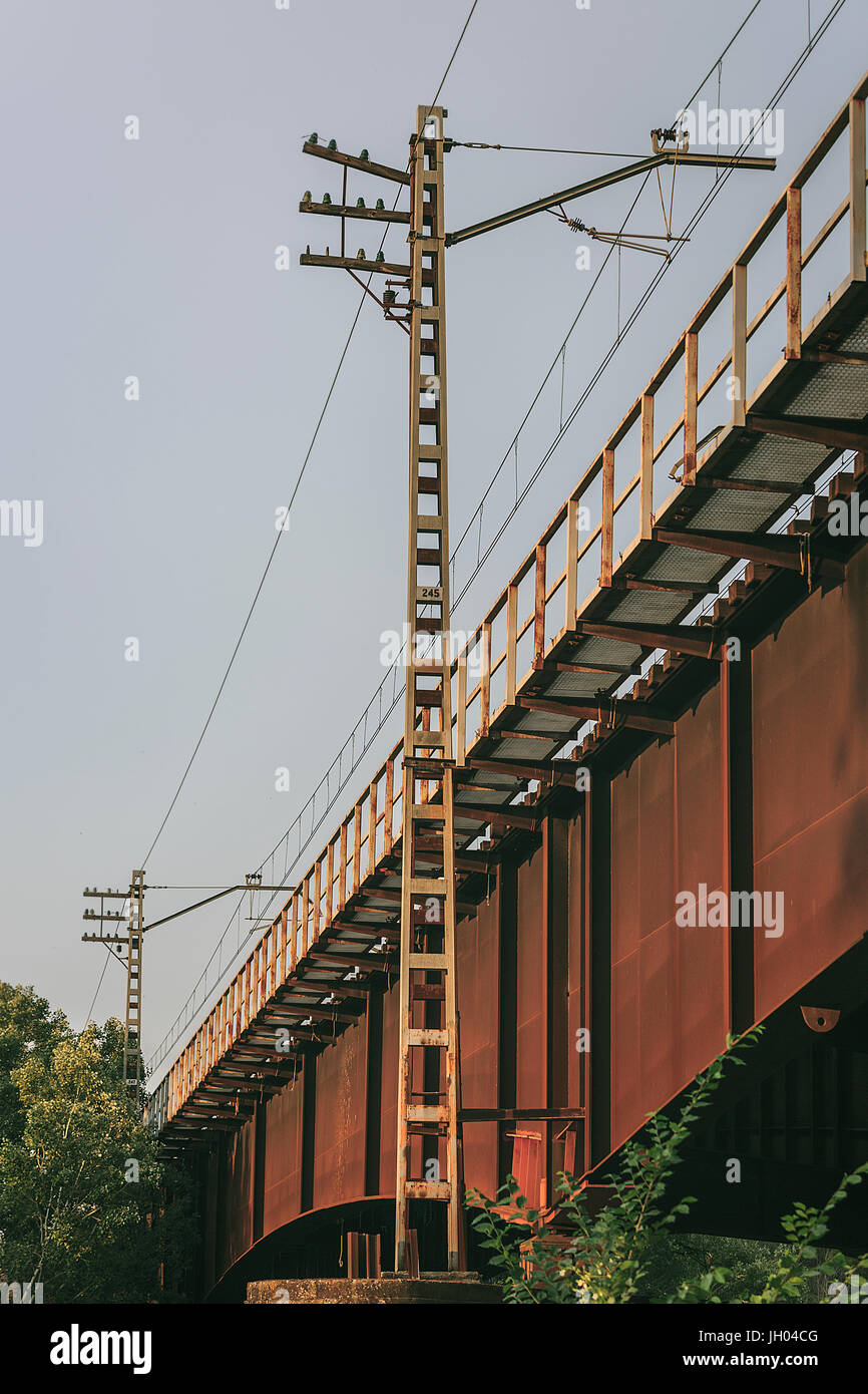 Oxid iron train bridge in Gelida, Barcelona,Spain Stock Photo