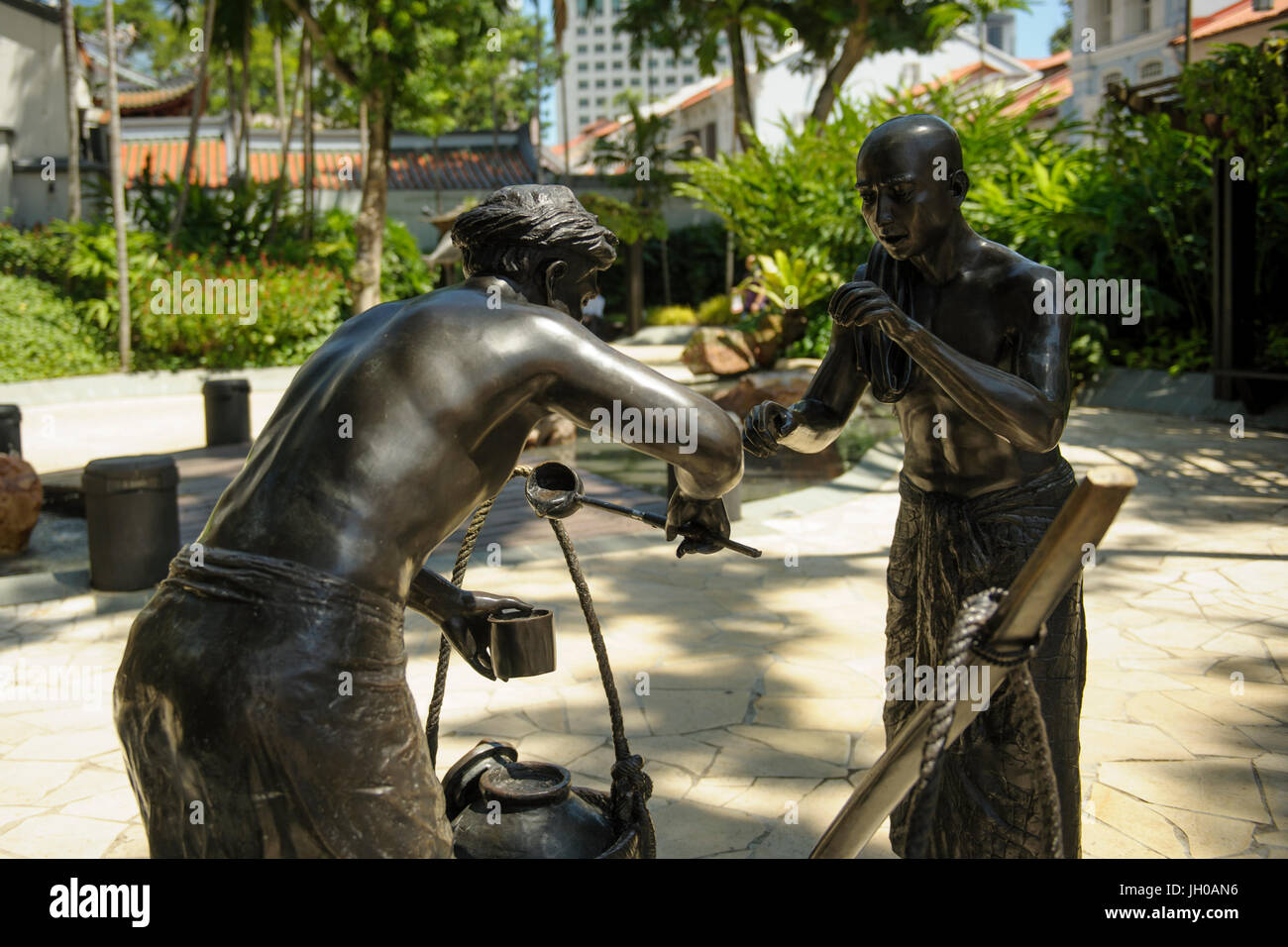 Statue commemorating the Indian settlers of Telok Ayer, many of whom ...