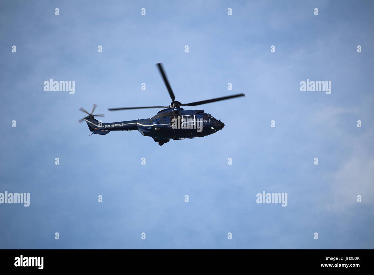 Helicopter of the Bundespolizei during the G20 summit in Hamburg Stock Photo