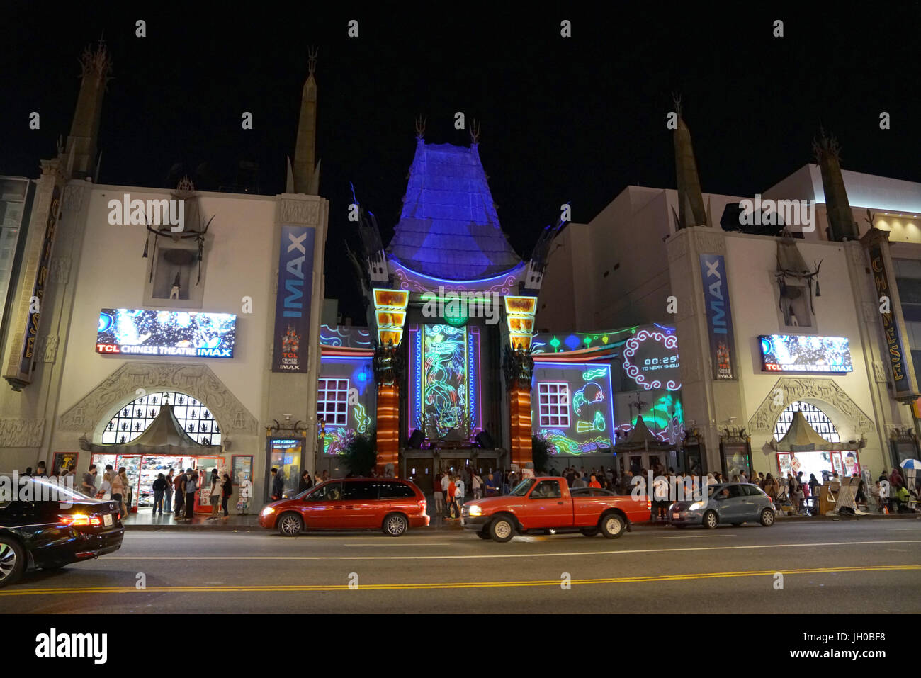 Grauman's Chinese Theatre at night on Hollywood Boulevard at night