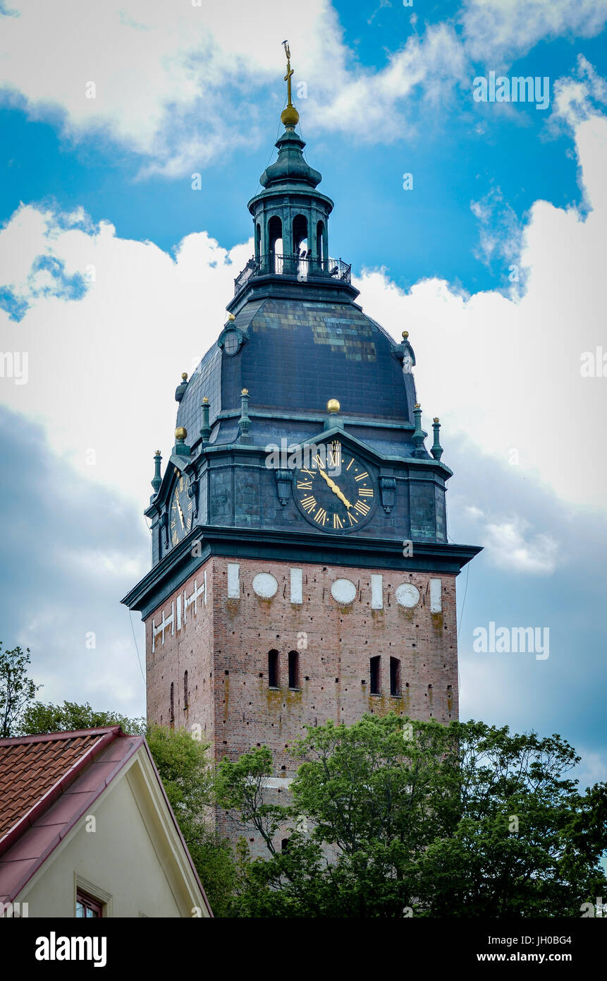 The tower of the Cathedral in Strängnäs. Stock Photo