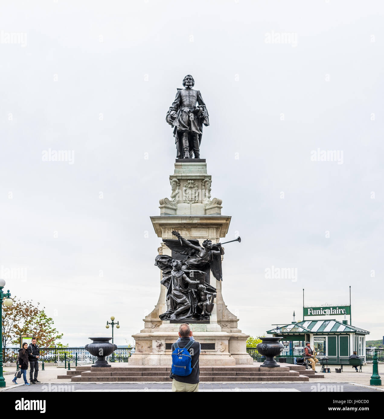 Quebec city statue samuel de champlain hires stock photography and