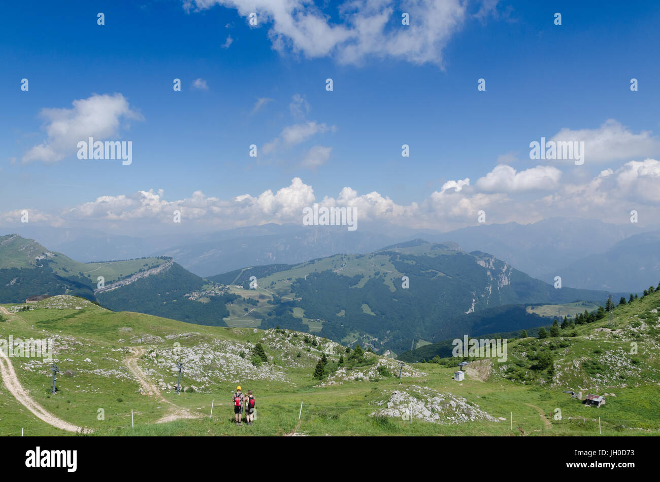 View from the top of the Monte Baldo Cableway above Malcesine, Lake Garda, Italy Stock Photo