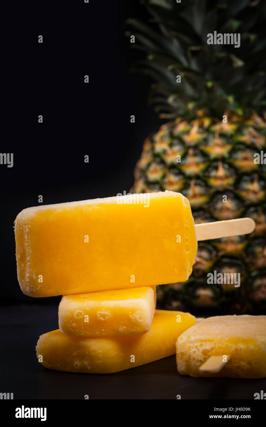 Pineapple Frozen Fruit Bars Popsicles Stock Photo Alamy