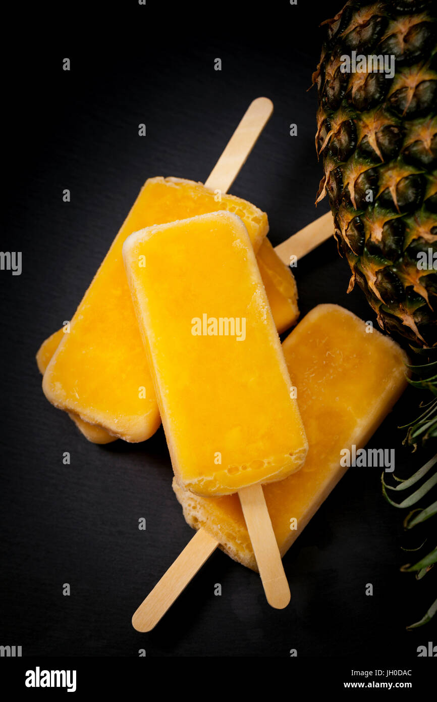 Pineapple Frozen Fruit Bars Popsicles Stock Photo Alamy