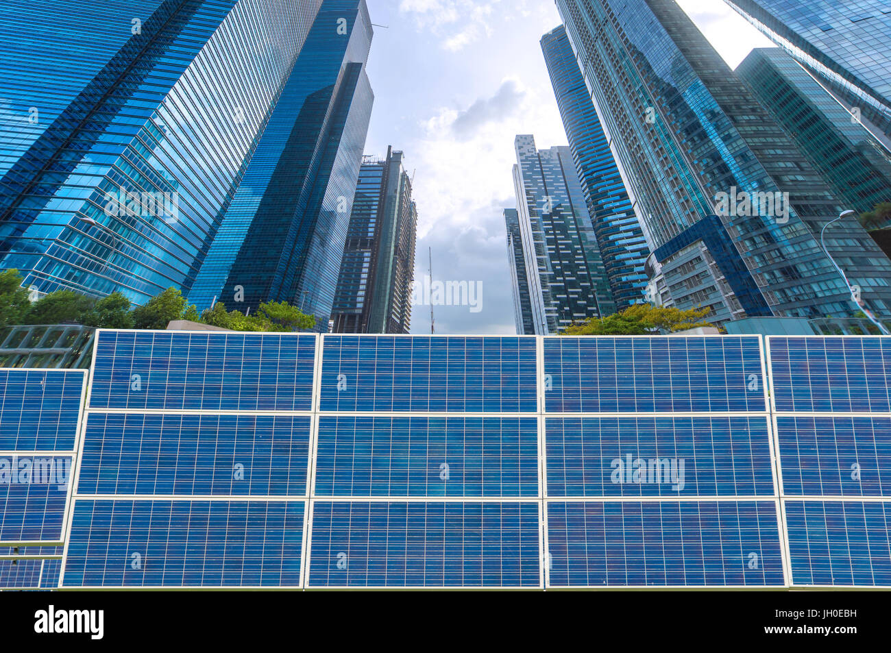 Power plant using renewable solar energy with blue sky Stock Photo - Alamy
