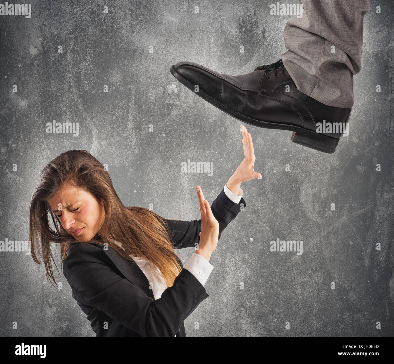 Aggressive boss with employee. Concept of overwork and mobbing Stock Photo