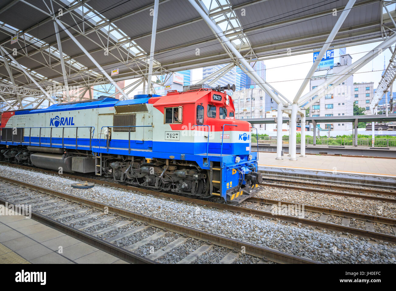 Jun 20, 2017 Korail train at the Seoul station in South Korea - tour Stock Photo