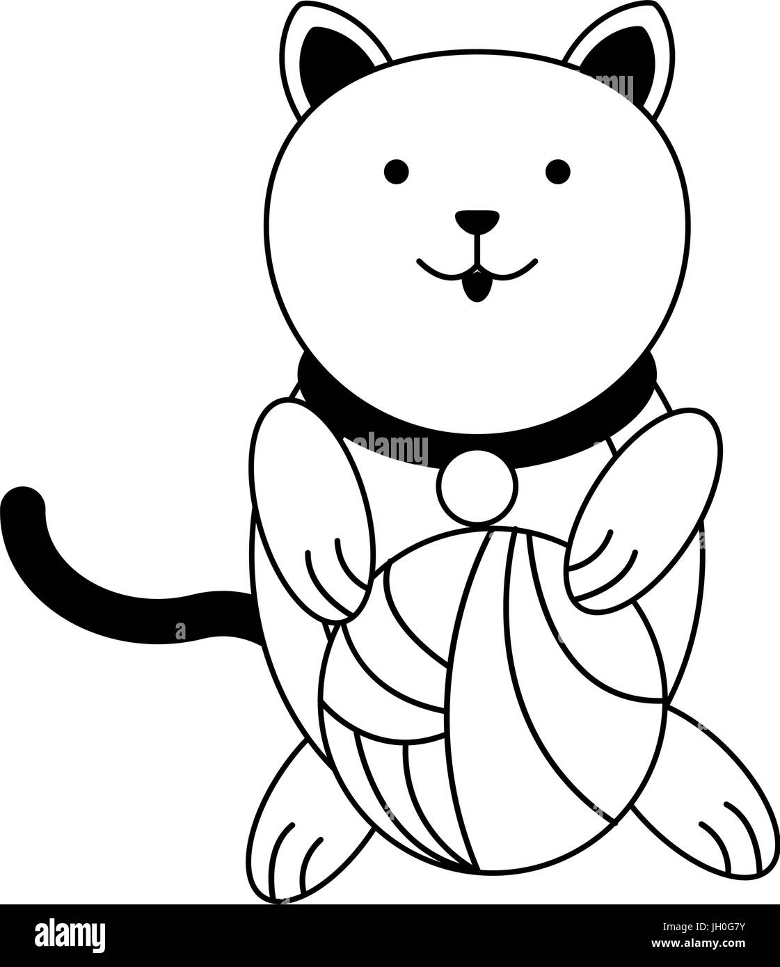 Cartoon cat playing ball yarn Stock Vector Images Alamy