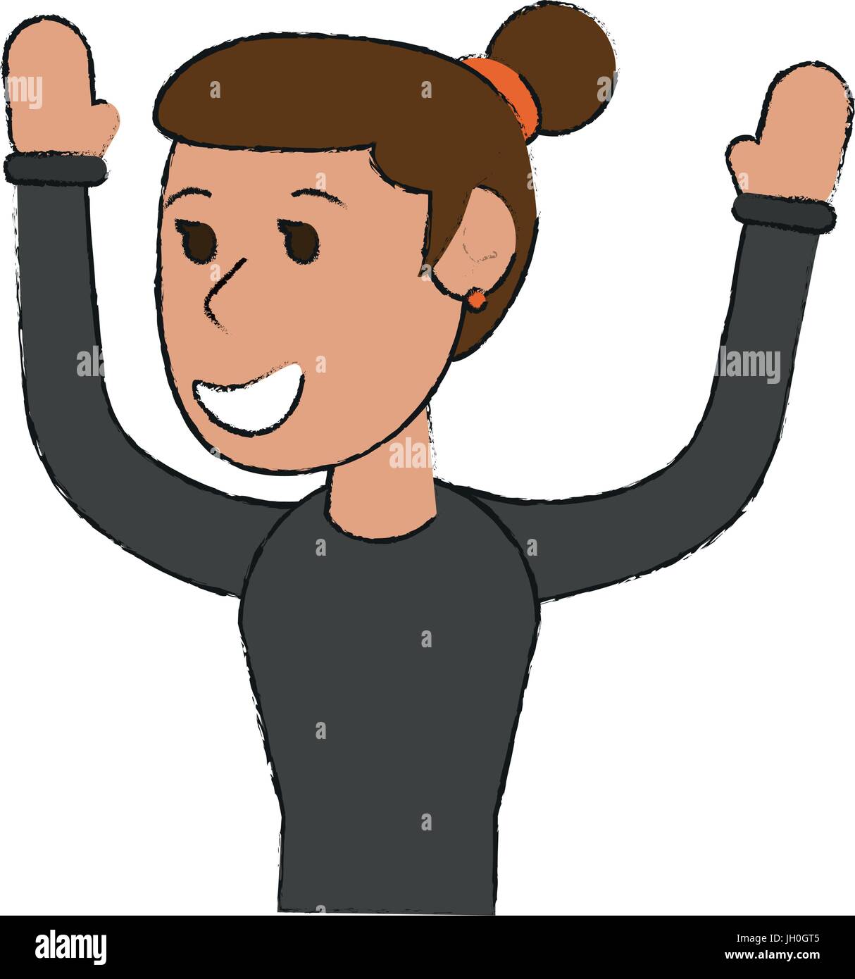 Happy Smiling Woman With Hair In Ponytail Cartoon Icon Image Stock Vector Image Art Alamy
