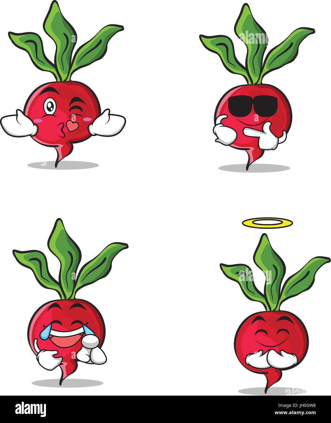 Collection set of radish character cartoon style Stock Vector Image ...